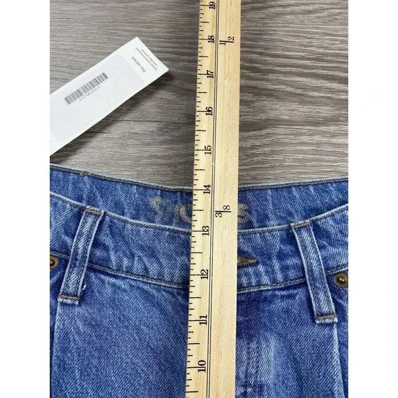 Mother Snacks Women's High Rise Wide Leg Button Fly Denim Jeans Blue Size 26 - Picture 14 of 15